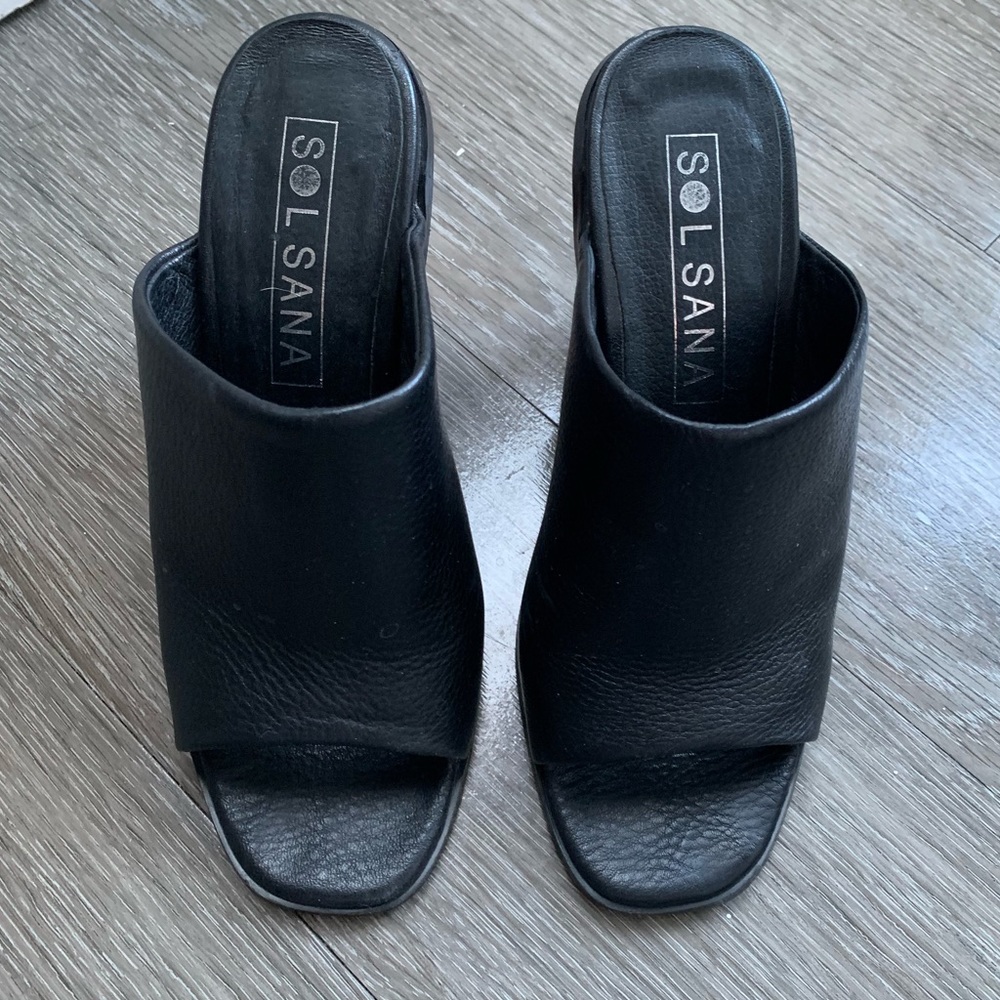 Sol Sana black Gigi mule with wood heel - Picture 4 of 6